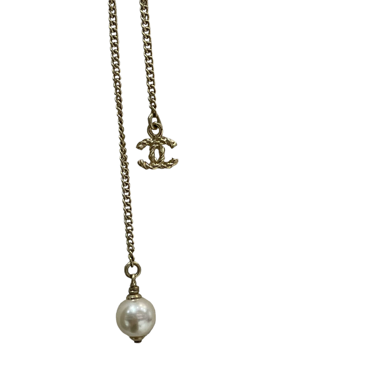 Pearl CC Long Necklace Gold