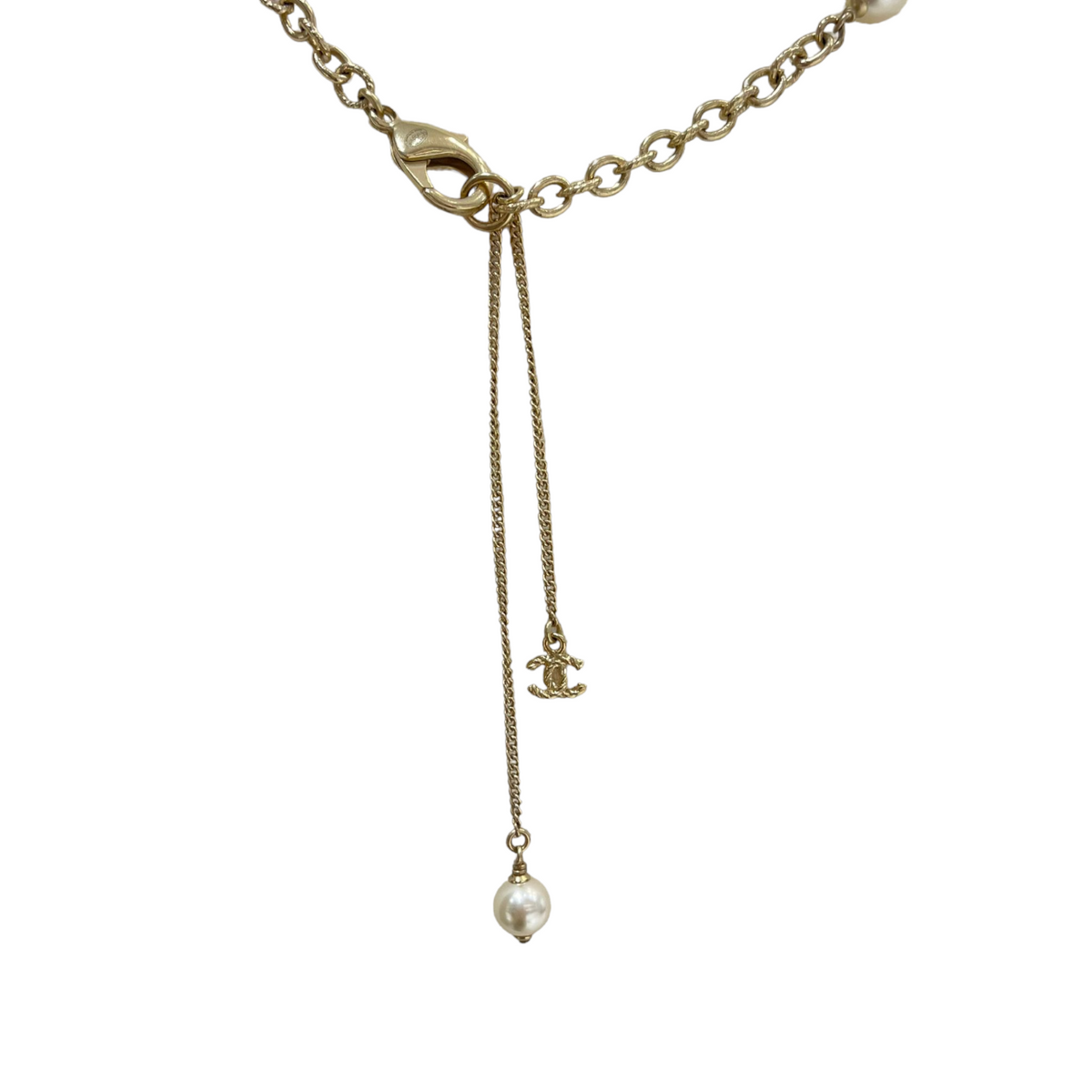 Pearl CC Long Necklace Gold