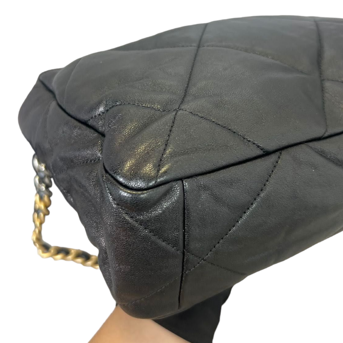 Goatskin Quilted Large Chanel 19 Flap Black