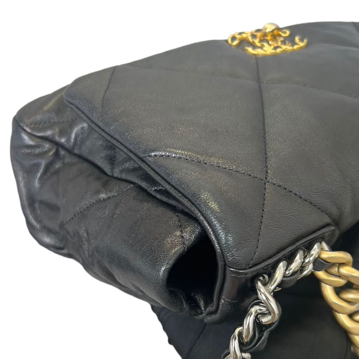 Goatskin Quilted Large Chanel 19 Flap Black