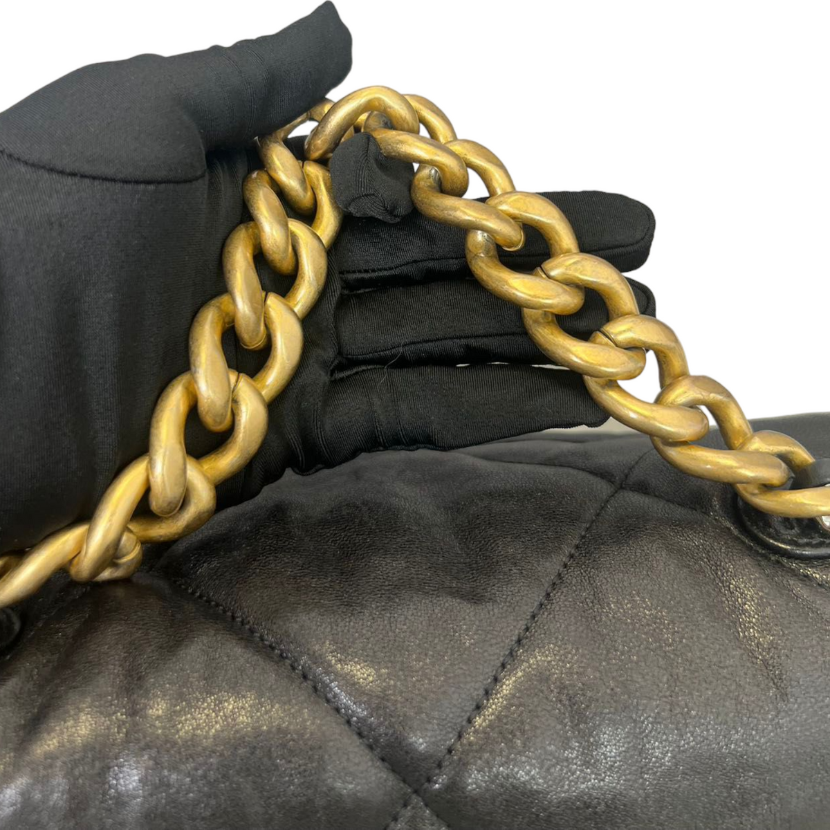 Goatskin Quilted Large Chanel 19 Flap Black