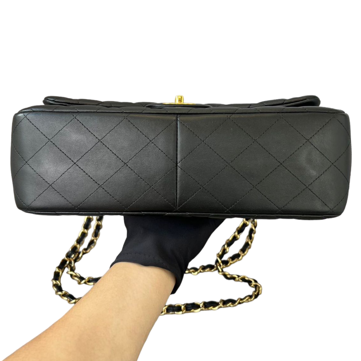 Lambskin Jumbo Double Flap Black GHW