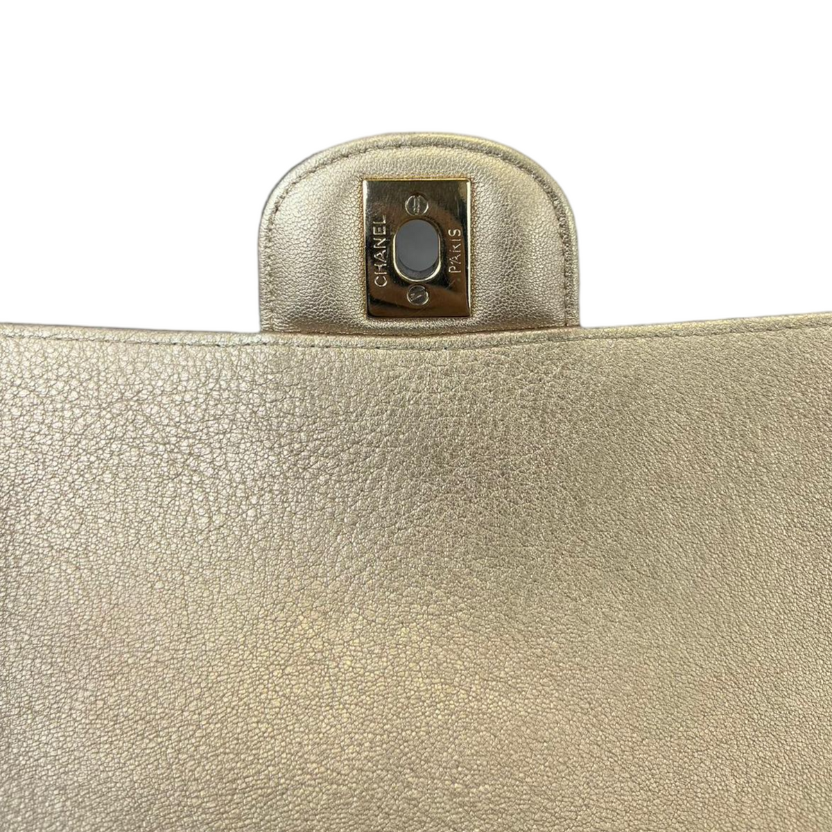 Metallic Lambskin Mini Rectangular Flap Gold GHW