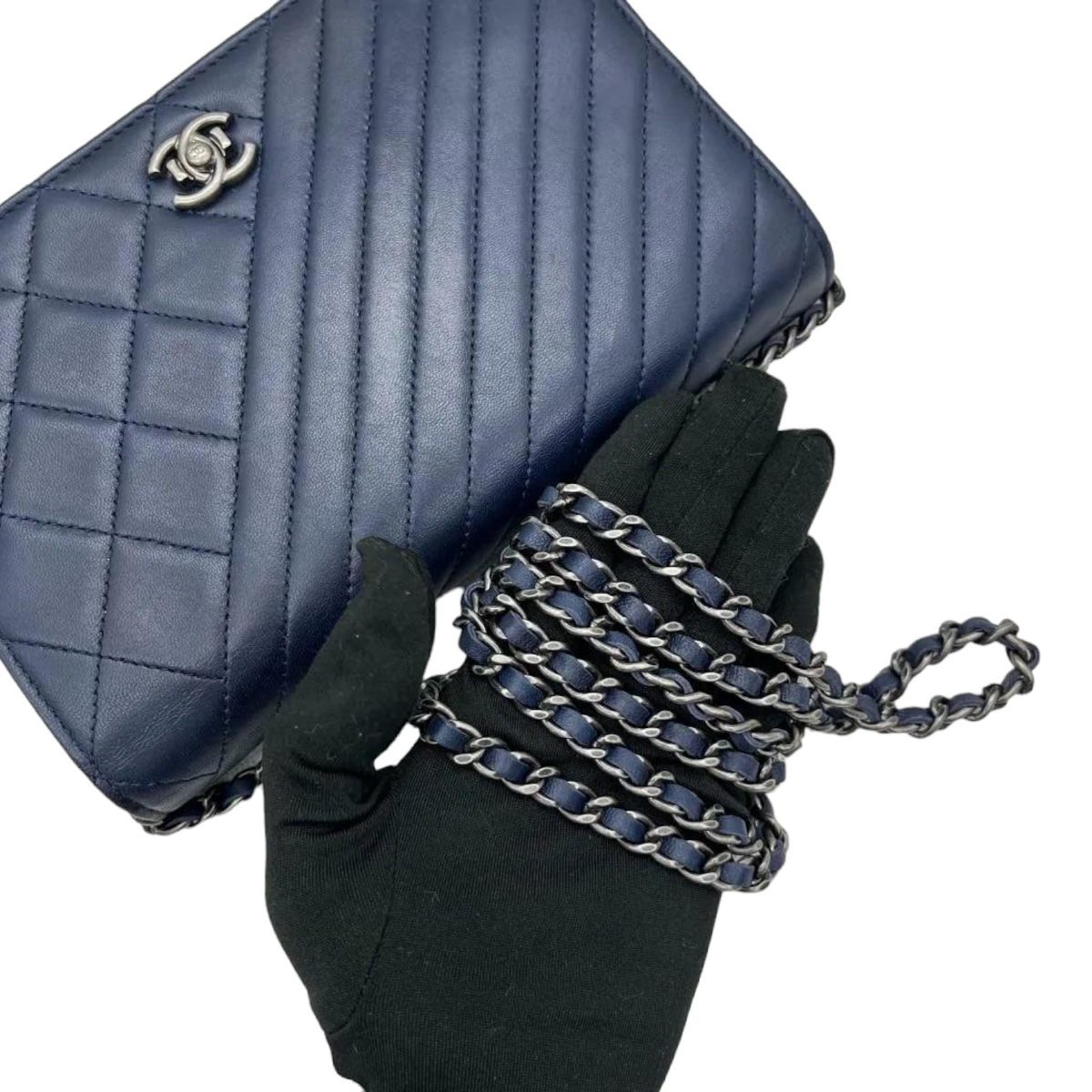 Quilted Coco Boy WOC Lambskin Blue RHW