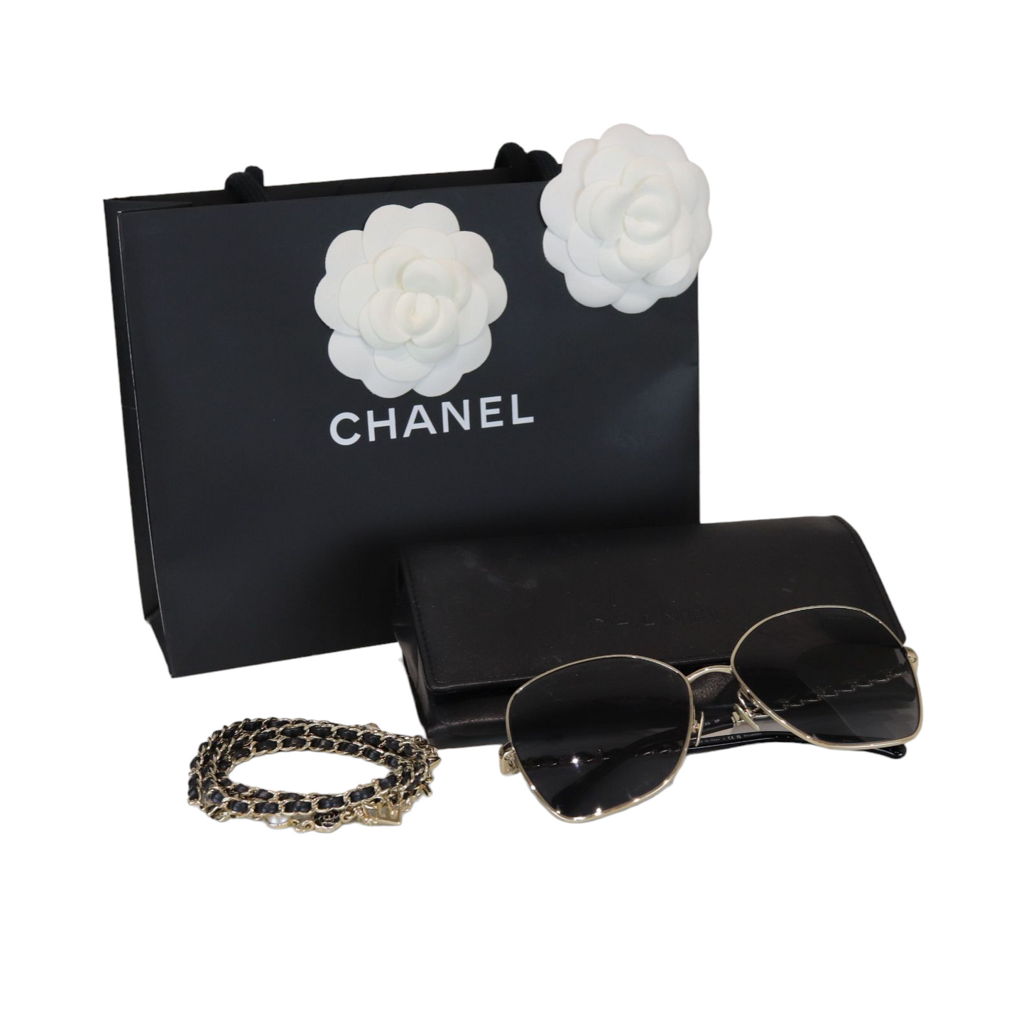 Sunglasses with Chain Gold and Black