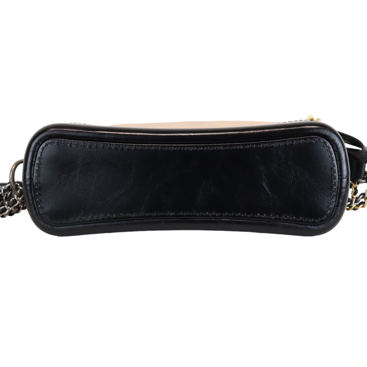 Aged Calfskin Quilted Medium Gabrielle Hobo Beige Black