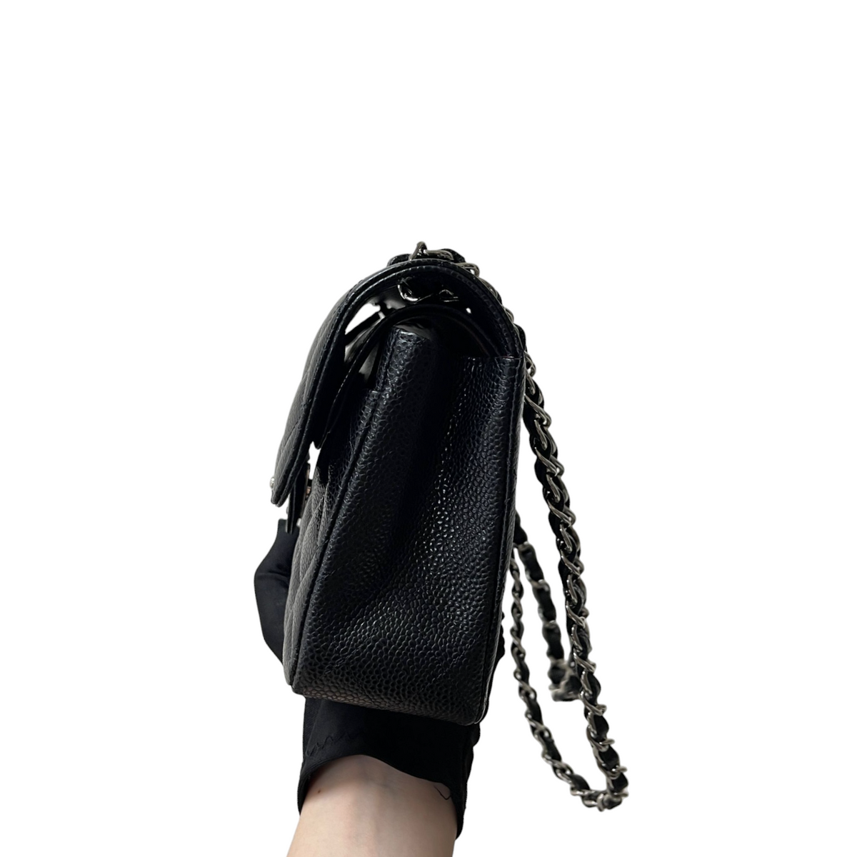 Caviar Quilted Small Double Flap Black SHW