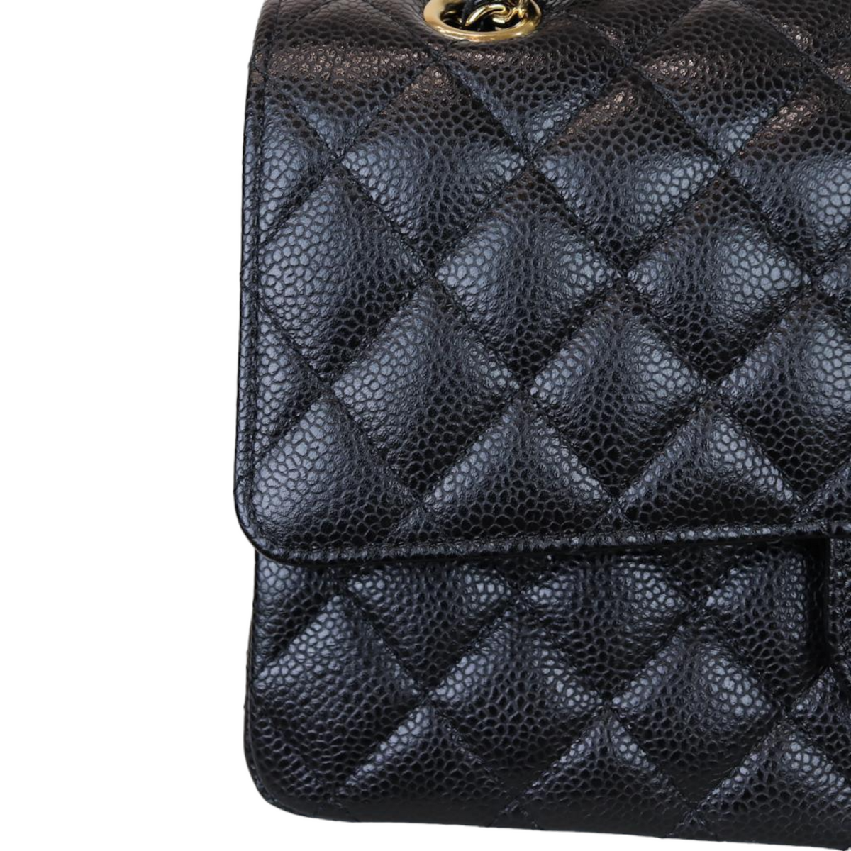 Caviar Quilted Medium Double Flap Black GHW