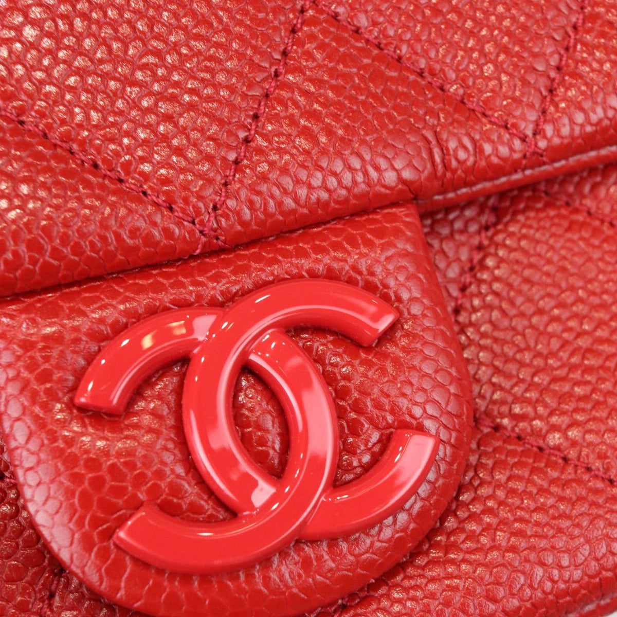 Incognito Square Flap Mini Caviar Quilted Red