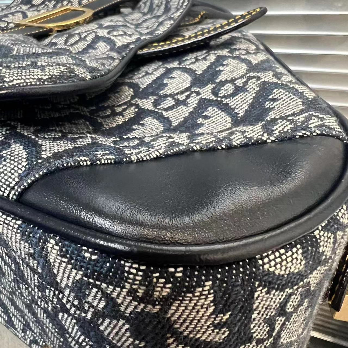 Double Saddle Bowler Monogram Canvas Navy Blue GHW