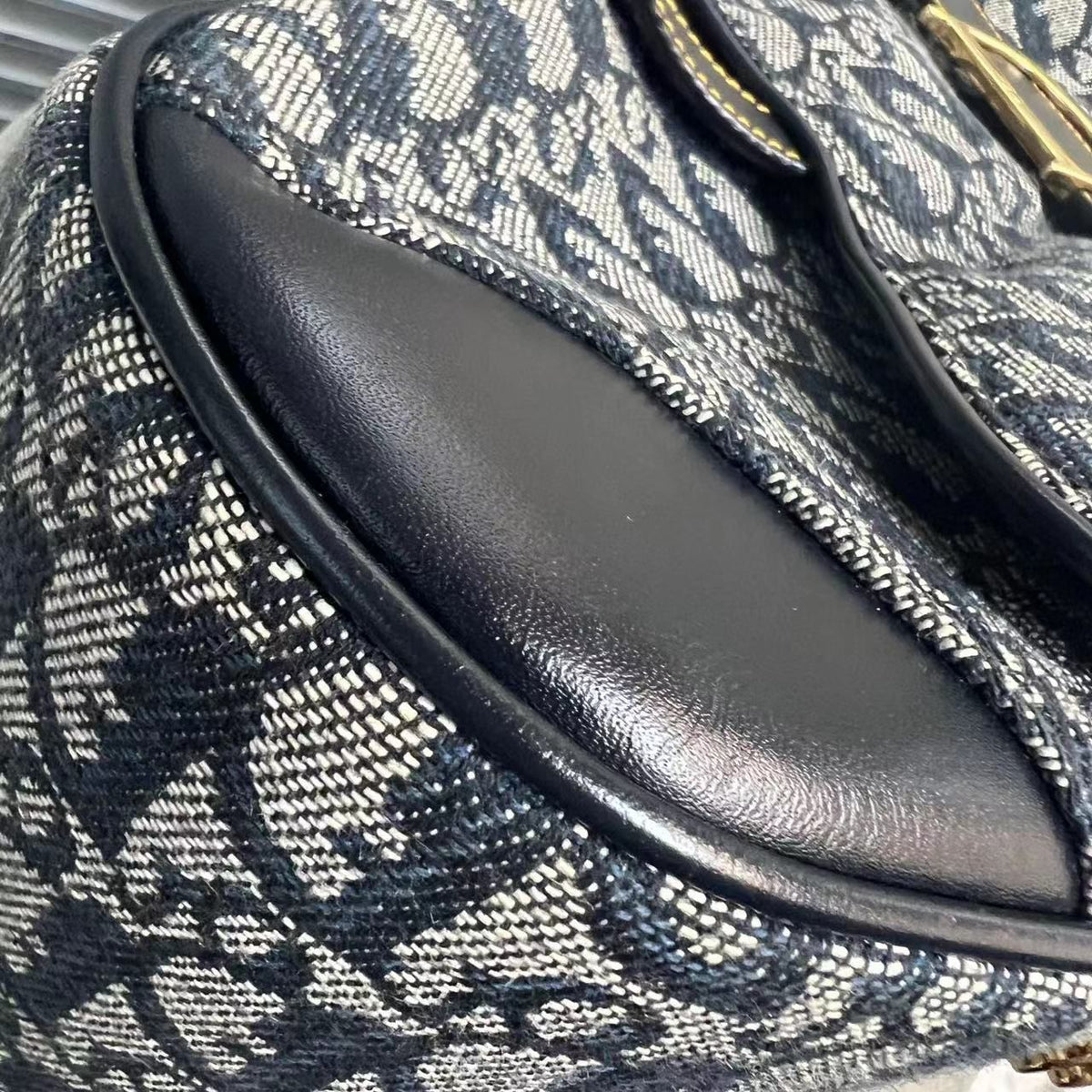 Double Saddle Bowler Monogram Canvas Navy Blue GHW