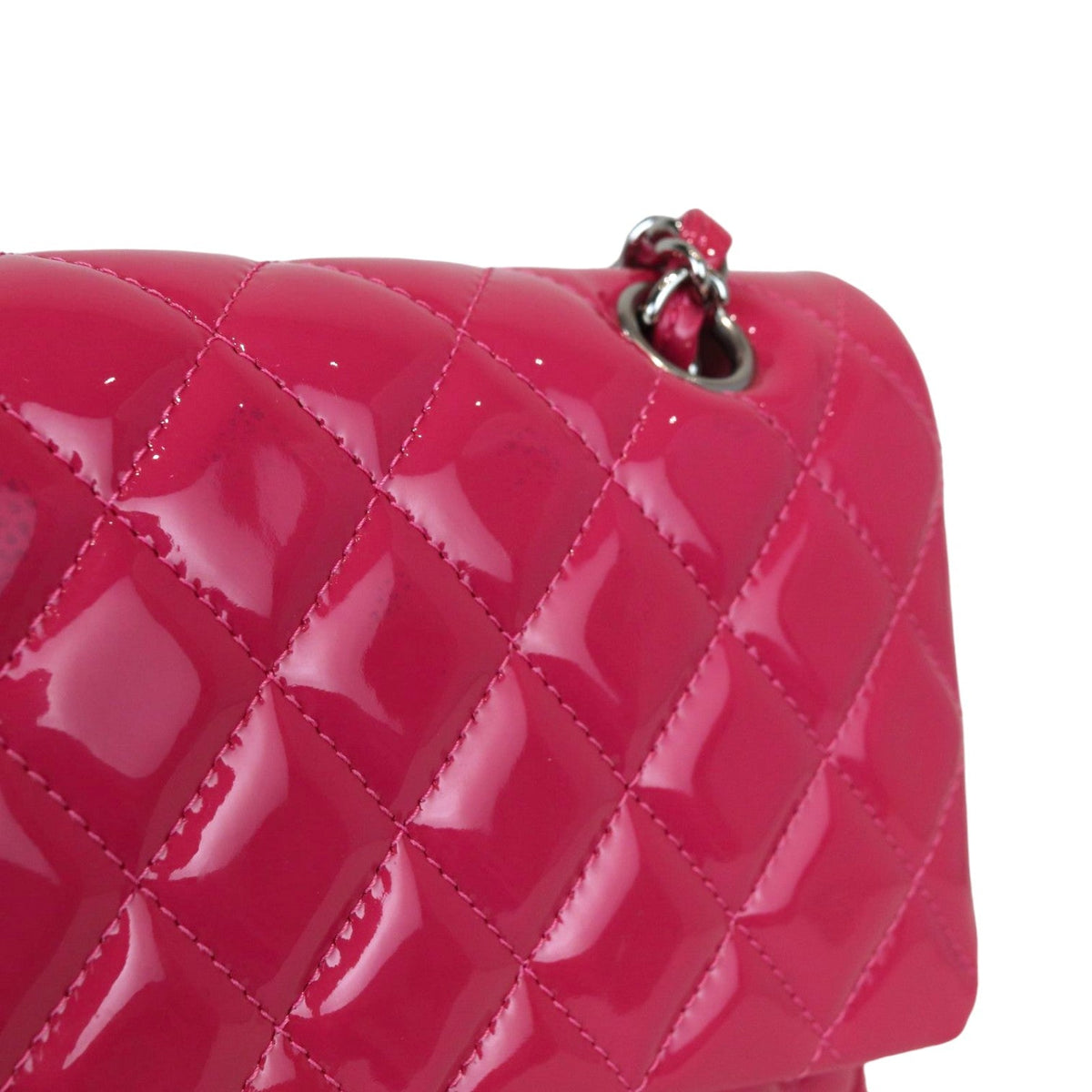 Classic Flap Medium Patent Quilted Pink SHW