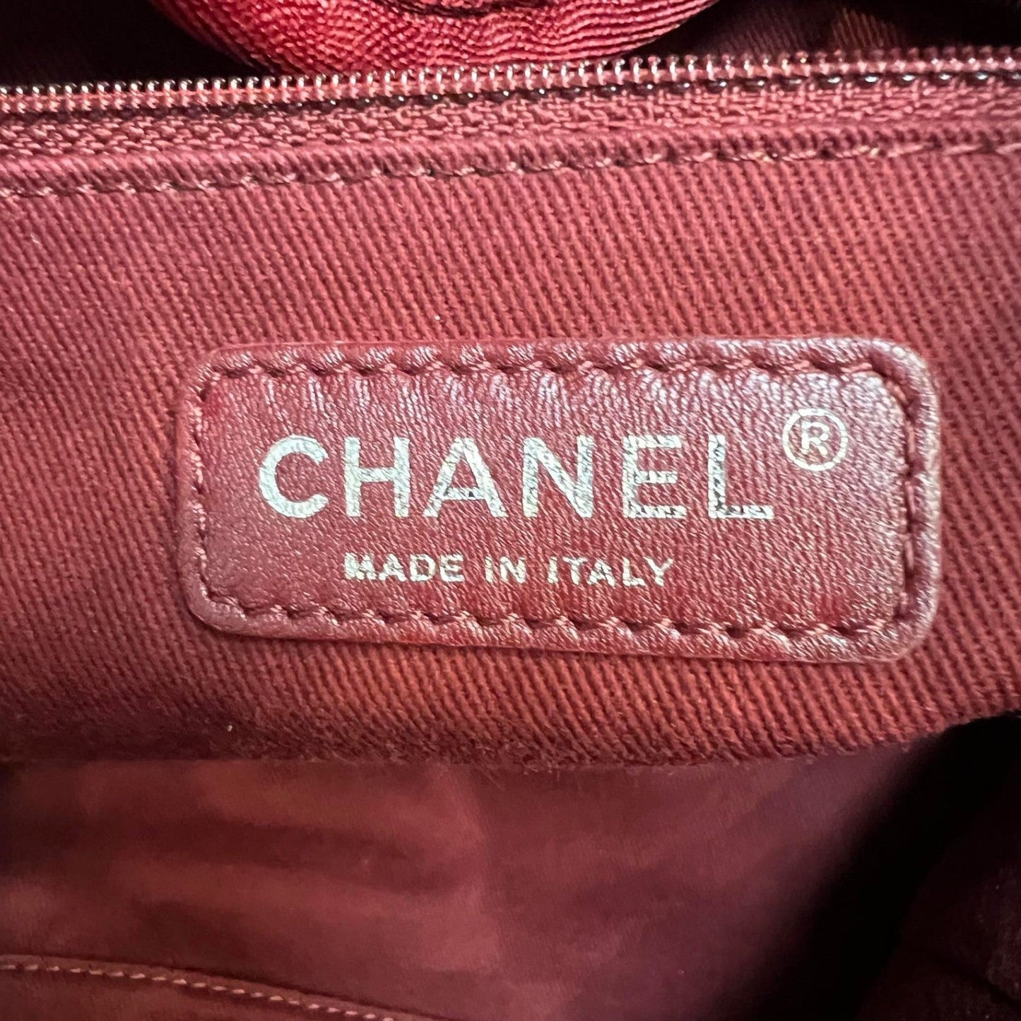 Deauville Shopper Tote Medium Canvas and Leather Red SHW