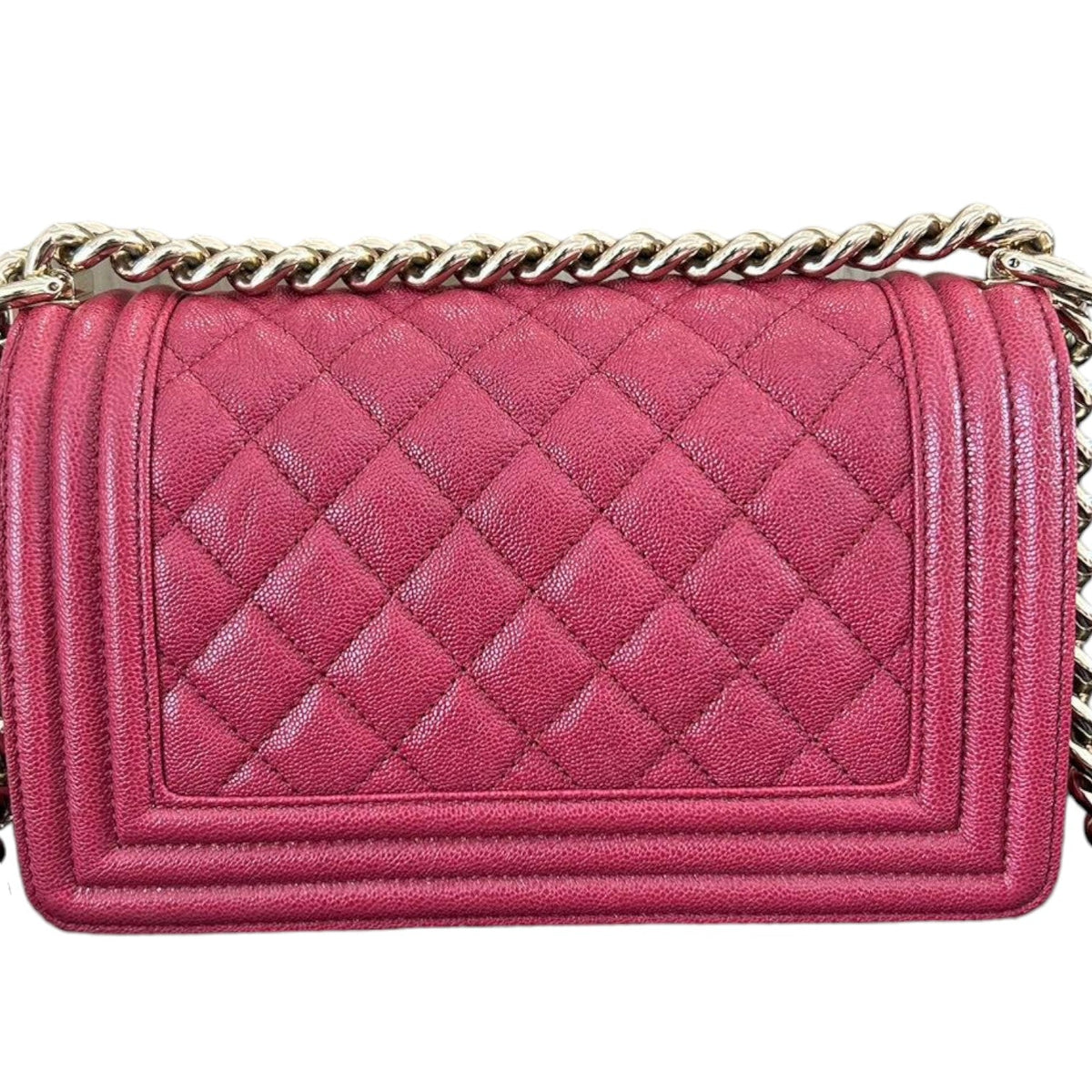 Boy Flap Small Caviar Quilted Fuchsia GHW