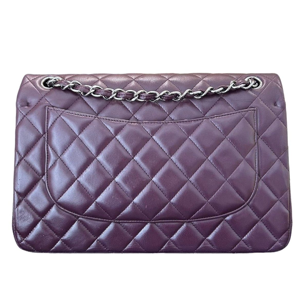 Jumbo Double Flap Lambskin Quilted Purple SHW