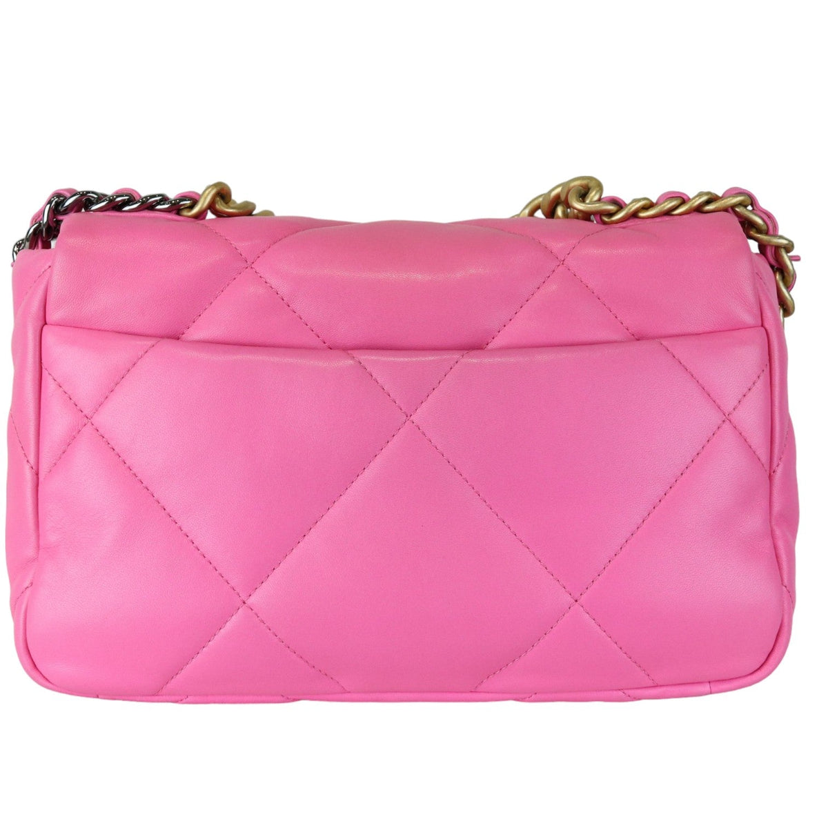 19 Flap Small Lambskin Quilted Pink MHW