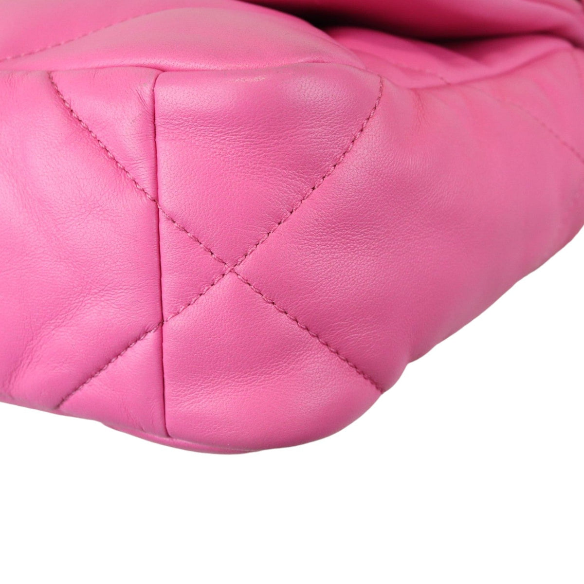 19 Flap Small Lambskin Quilted Pink MHW