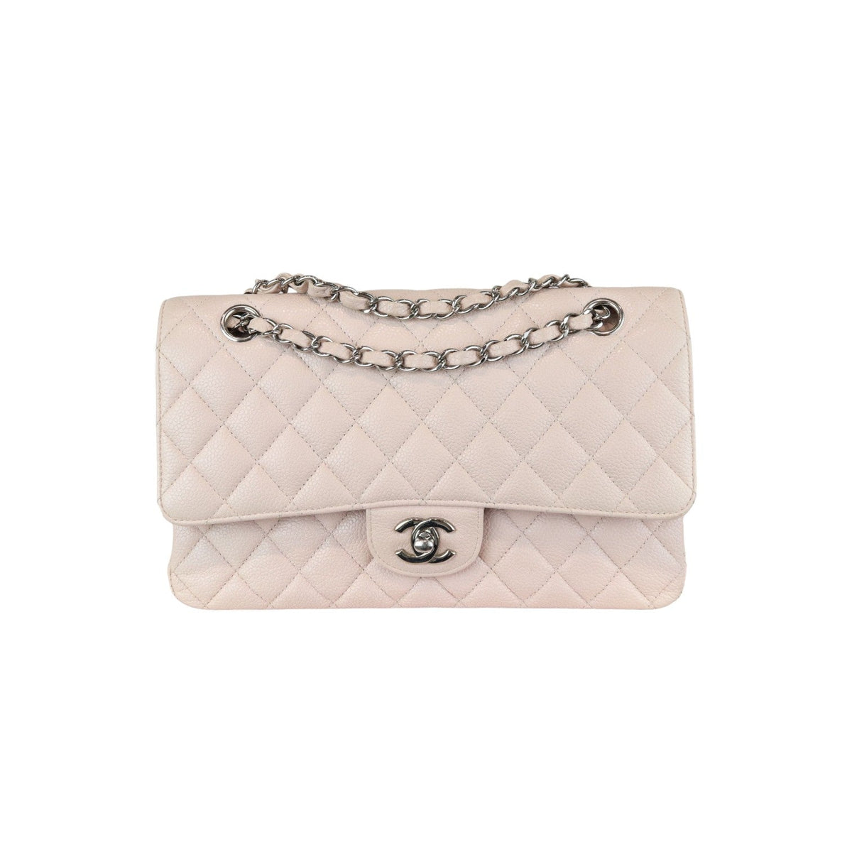 Double Flap Medium Caviar Quilted Light Pink SHW