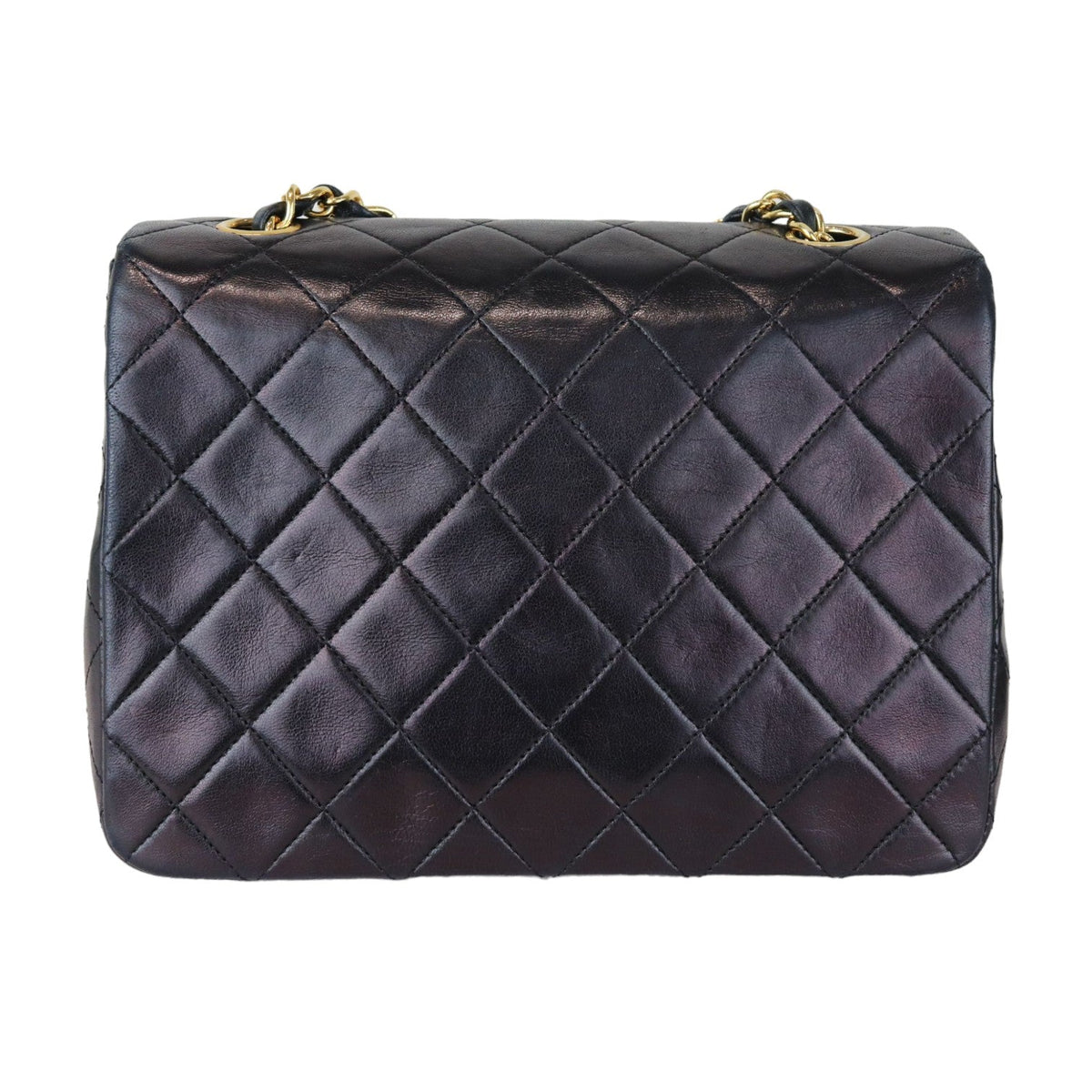 Vintage Large Square Mini Flap Lambskin Black GHW