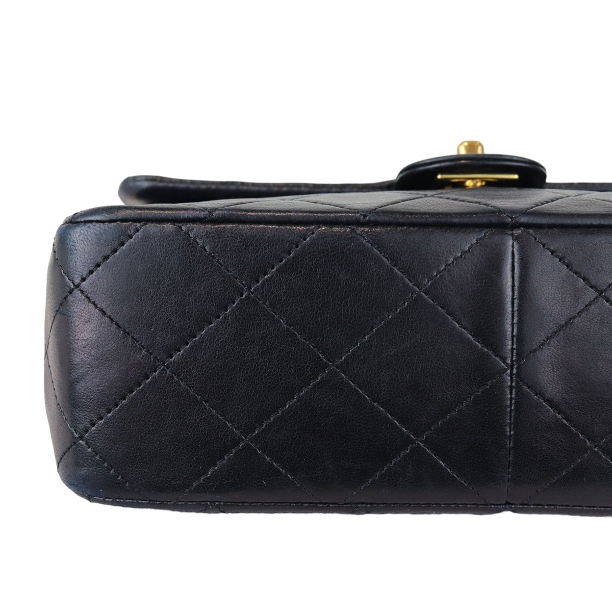 Vintage Large Square Mini Flap Lambskin Black GHW