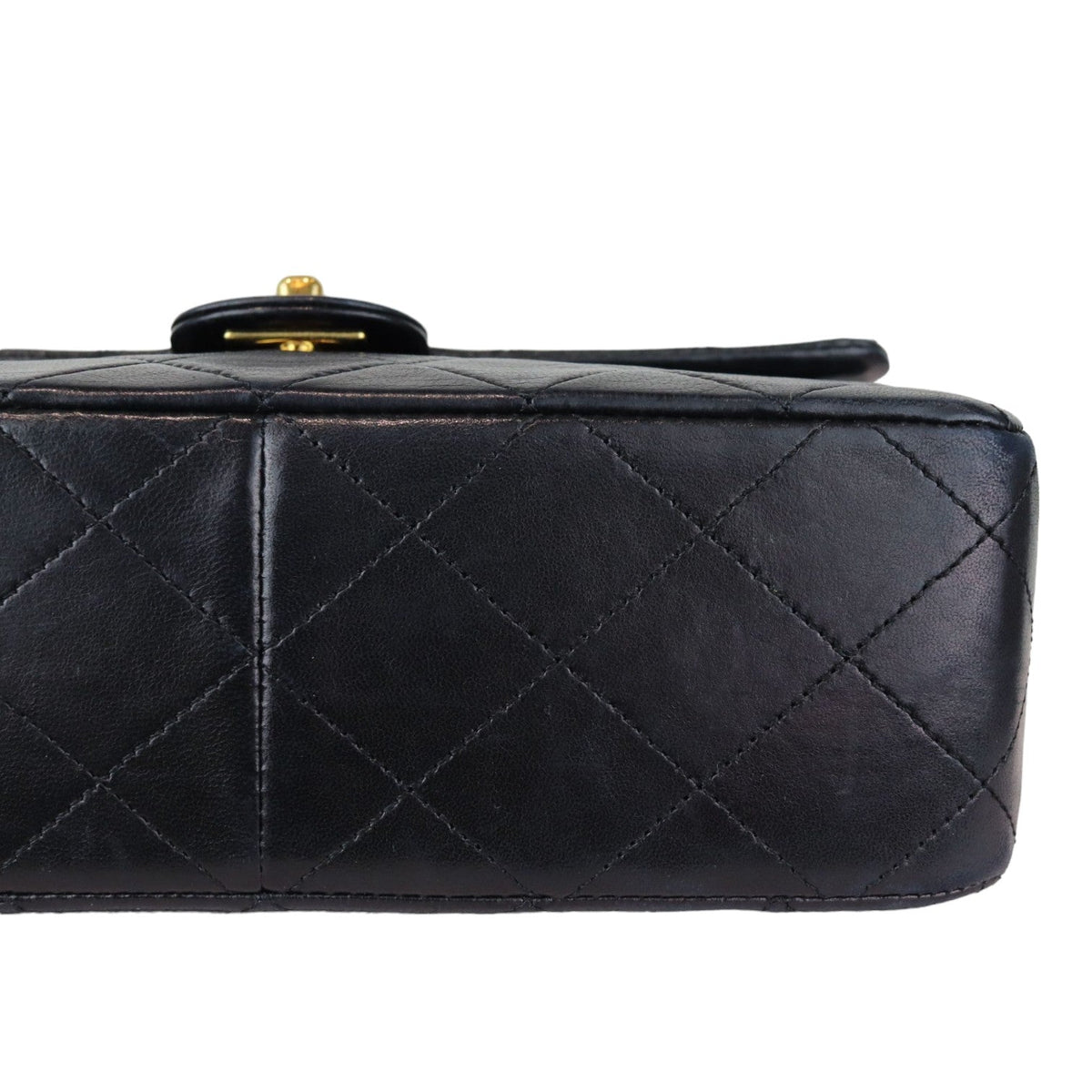 Vintage Large Square Mini Flap Lambskin Black GHW