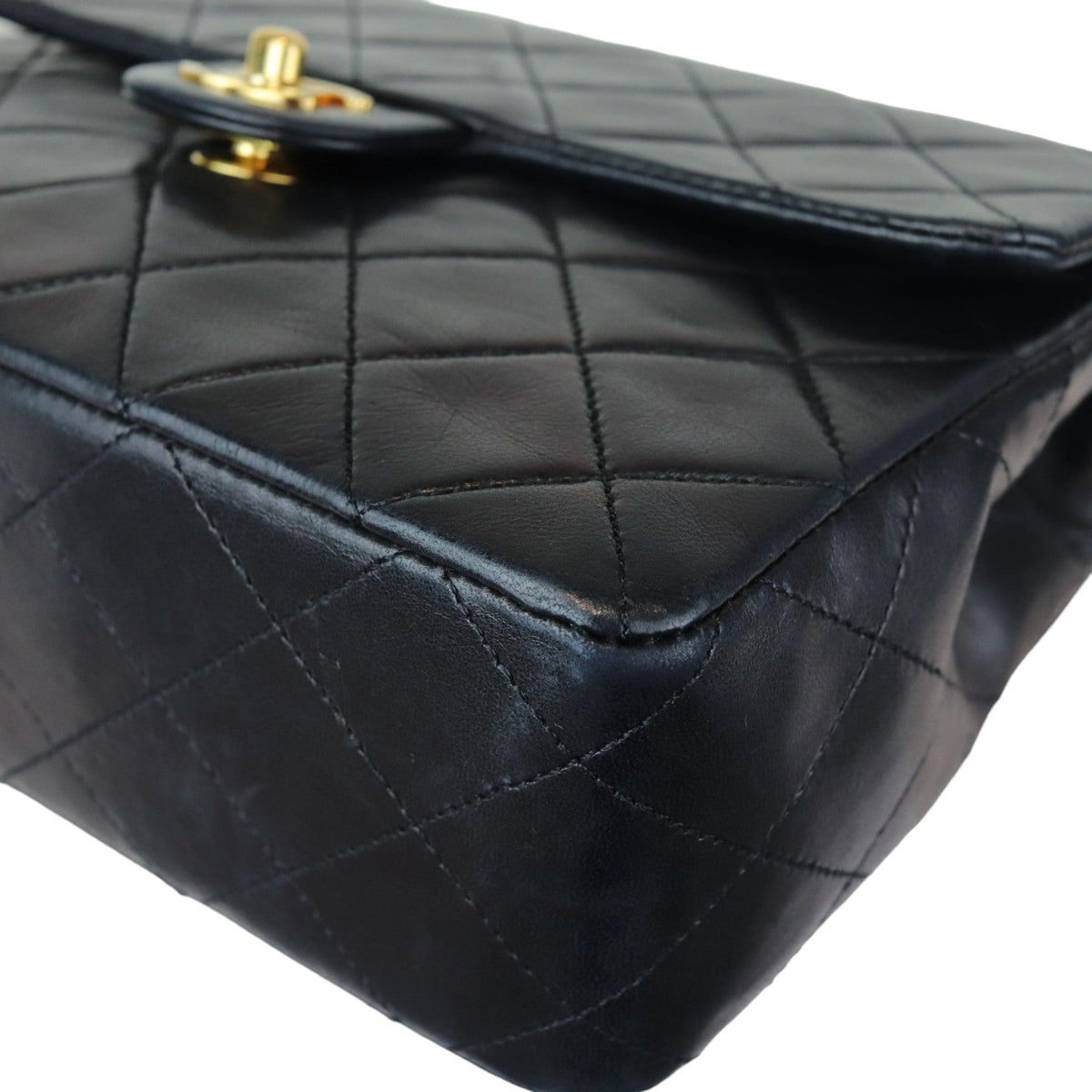 Vintage Large Square Mini Flap Lambskin Black GHW