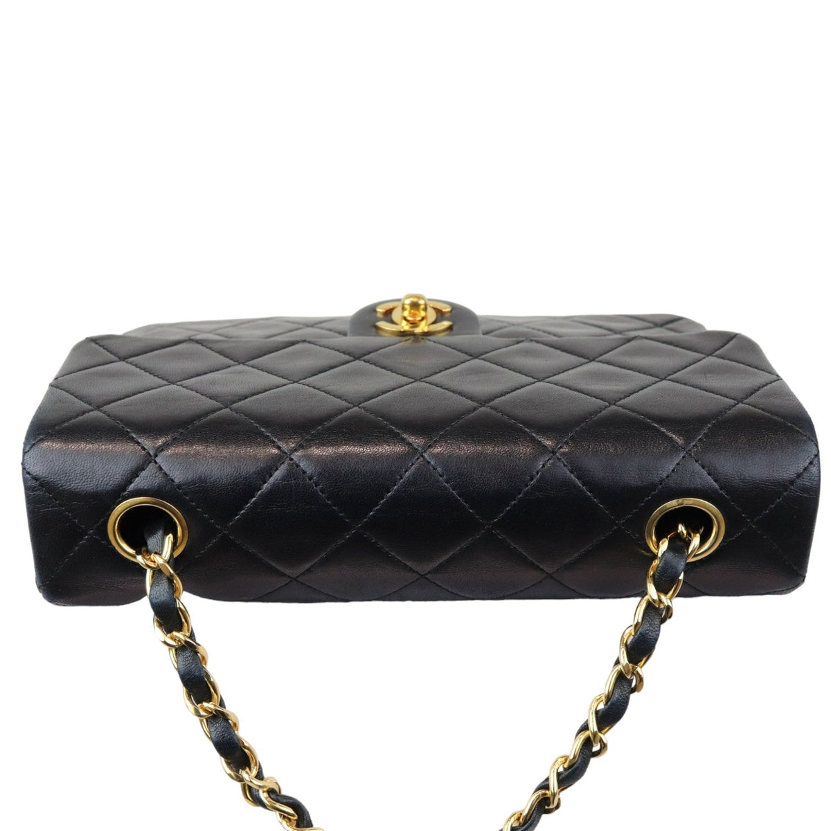 Vintage Large Square Mini Flap Lambskin Black GHW
