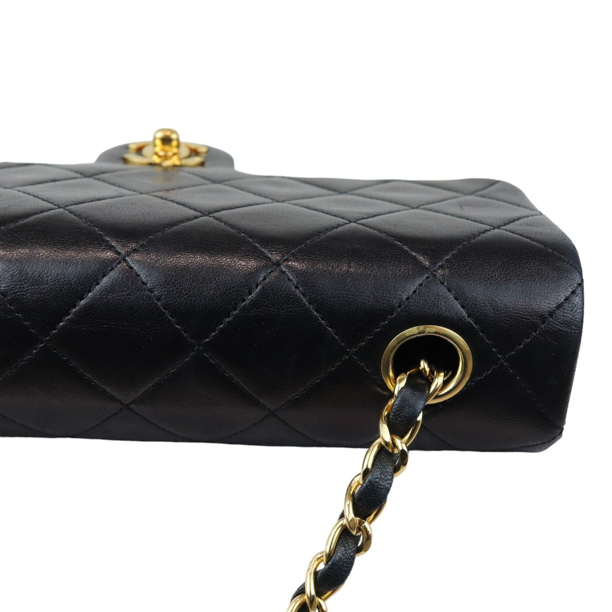 Vintage Large Square Mini Flap Lambskin Black GHW