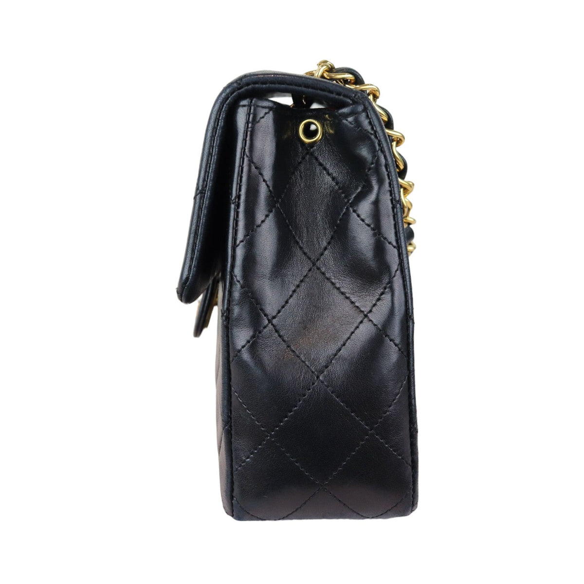 Vintage Large Square Mini Flap Lambskin Black GHW
