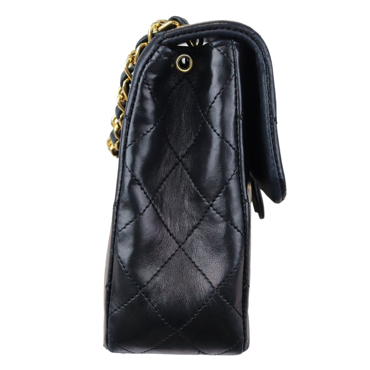 Vintage Large Square Mini Flap Lambskin Black GHW