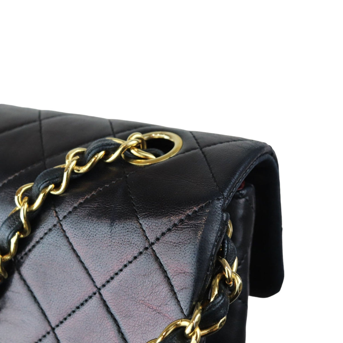 Vintage Large Square Mini Flap Lambskin Black GHW