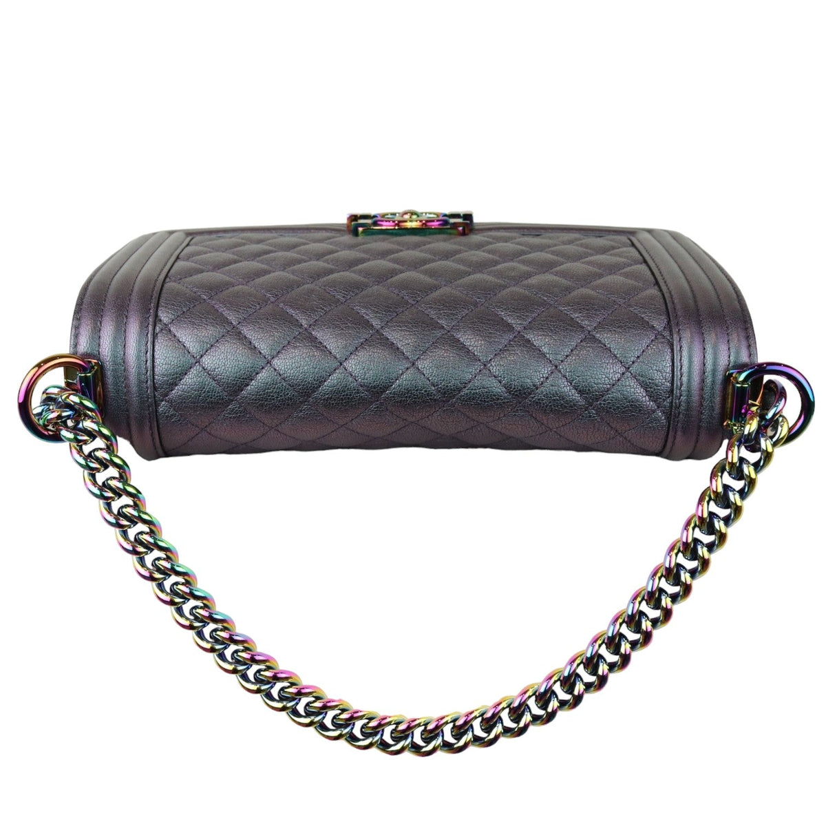 Boy Flap Medium Iridescent Goatskin Quilted Purple
