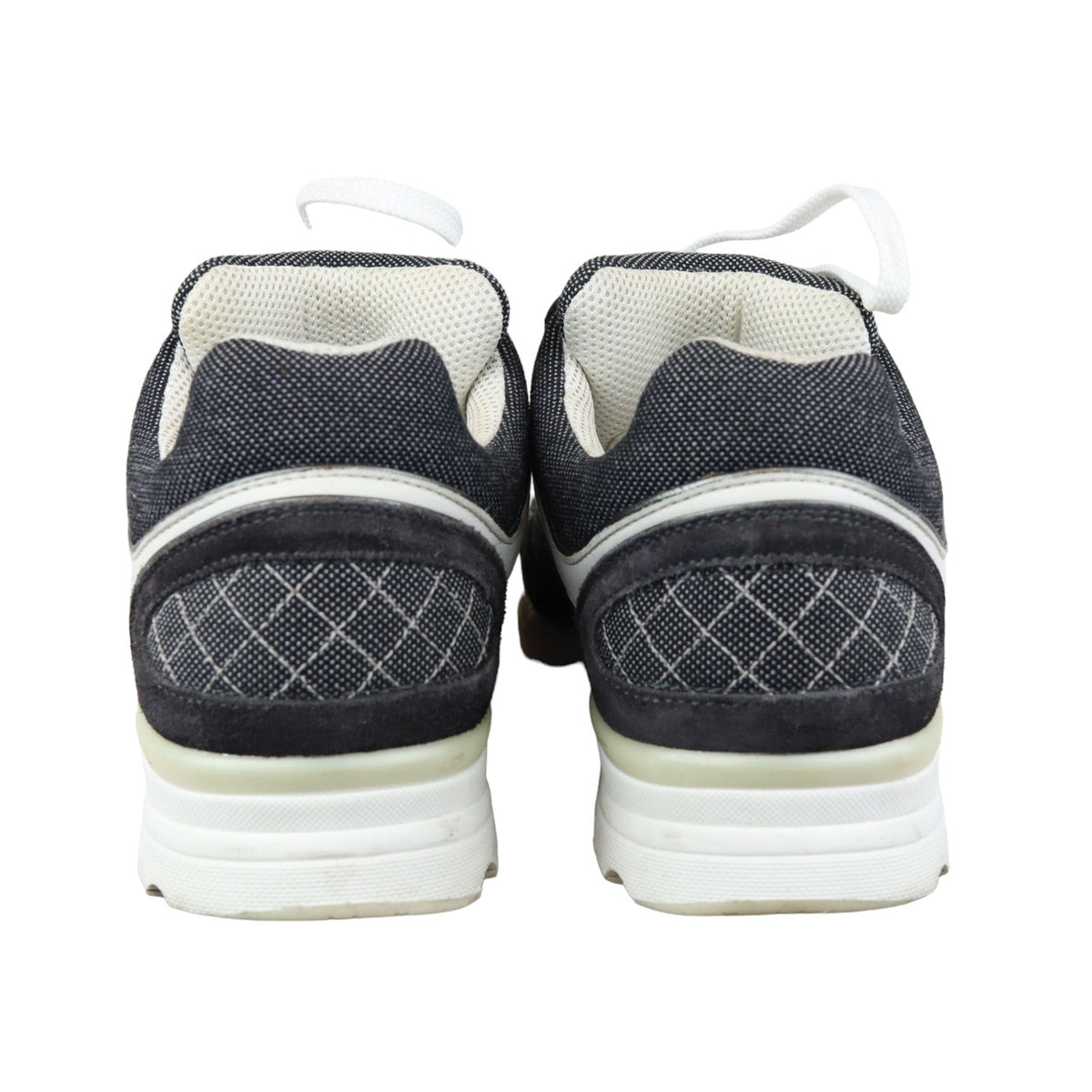 CC Logo Lace Up Sneakers Suede Leather Black White Size 38