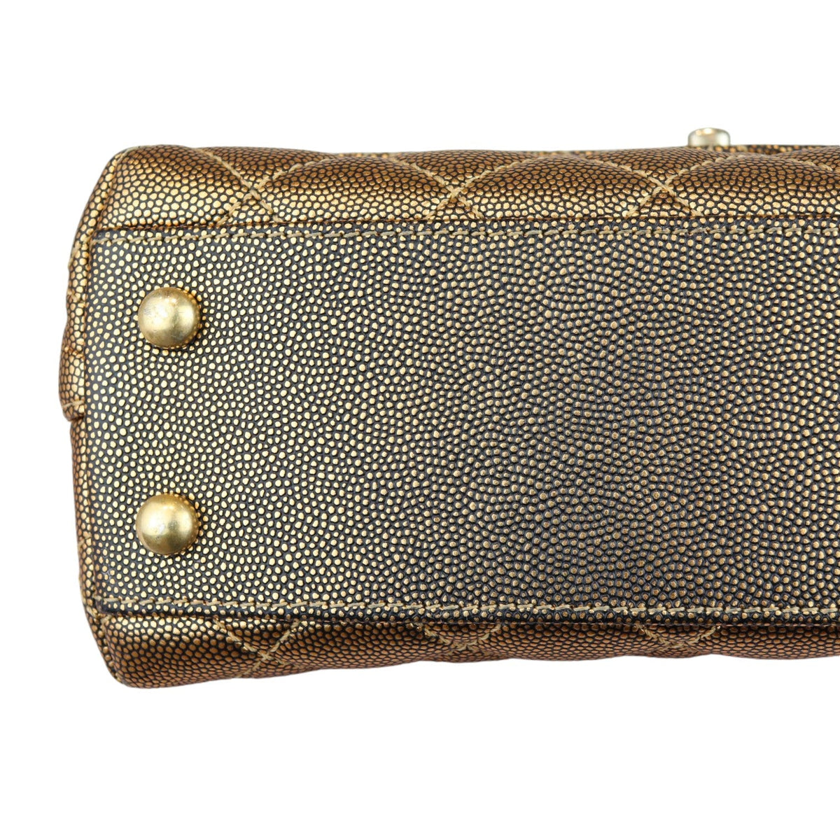 Coco Handle Flap Mini Metallic Caviar Quilted Gold GHW