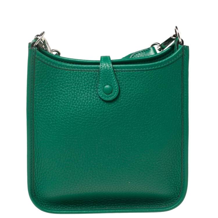 Hermes Mini Evelyne TPM in Green Clemence leather SHW