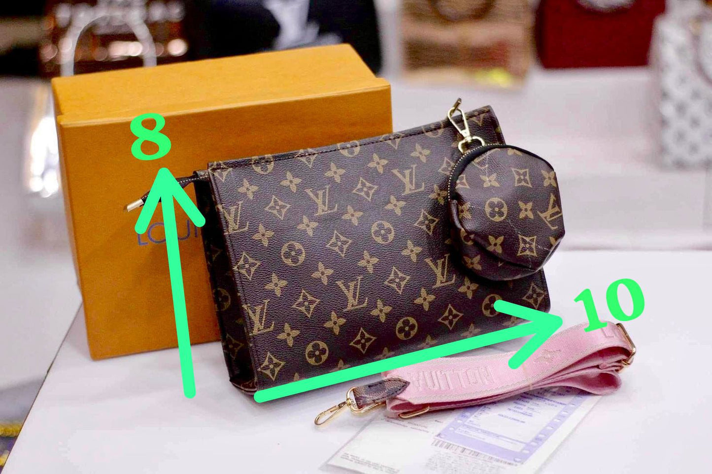 Louis Vuitton Crossbody Women Pouch – 2-Piece Set (Brown)