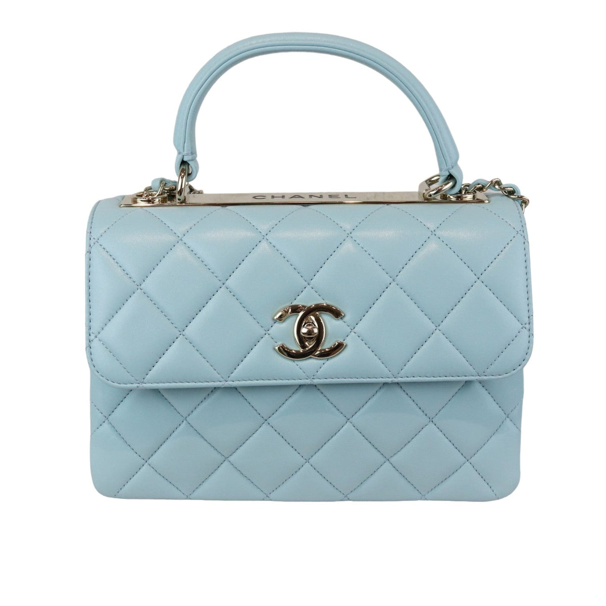 Trendy CC Flap Small Lambskin Quilted Light Blue GHW
