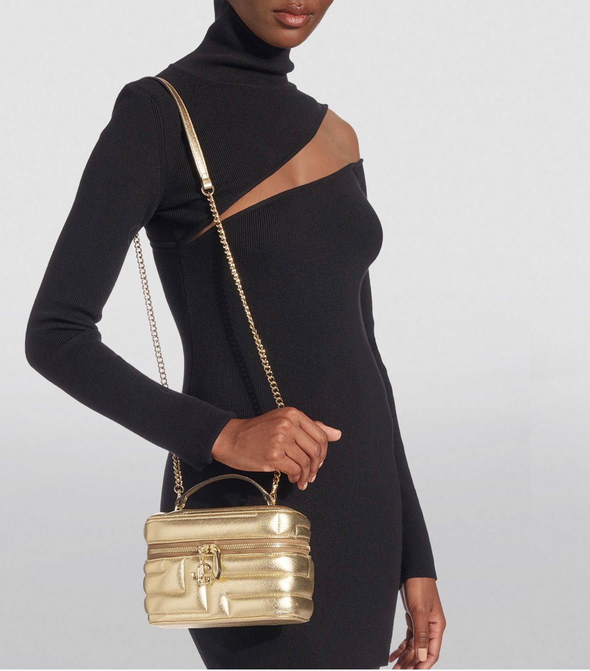 Jimmy Choo Gold Quilted Nappa Leather Vanity Case