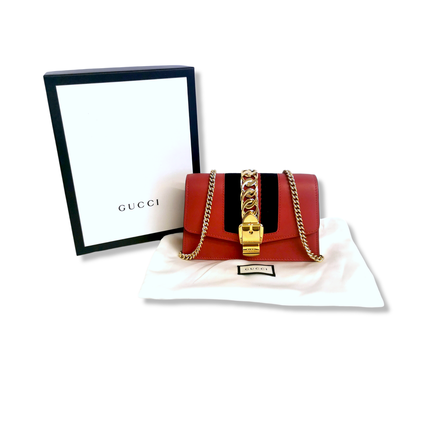 Gucci Sylvie Crossbody Bag Super Mini Red Leather Gold