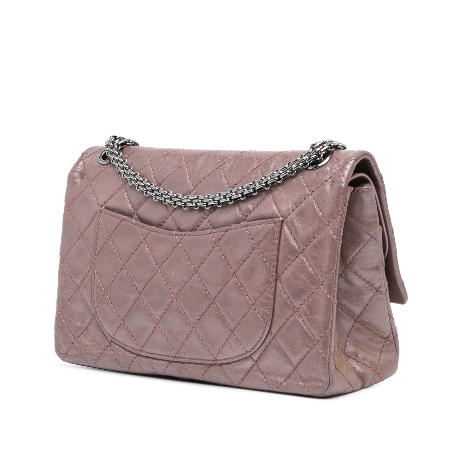 Pink Chanel Reissue 2.55 Aged Metallic Calfskin Double Flap 226 Shoulder Bag