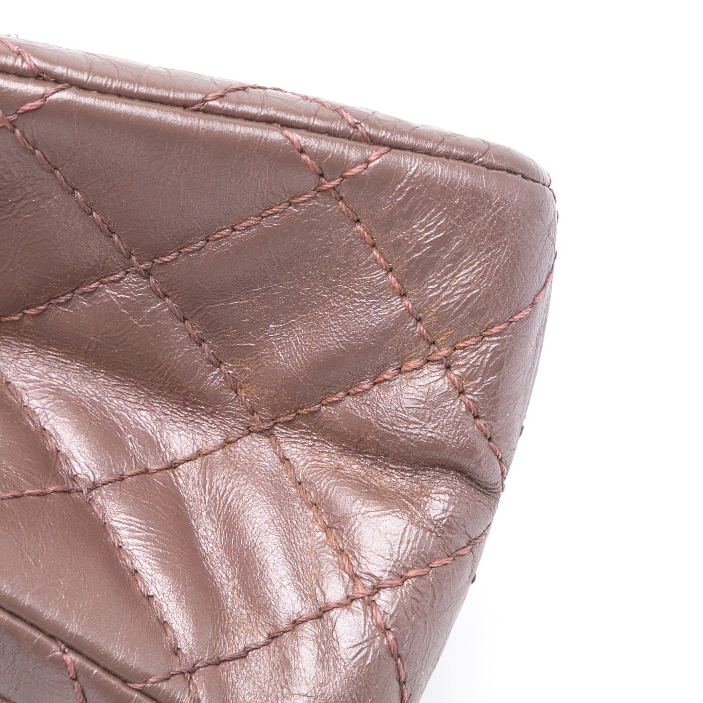 Pink Chanel Reissue 2.55 Aged Metallic Calfskin Double Flap 226 Shoulder Bag