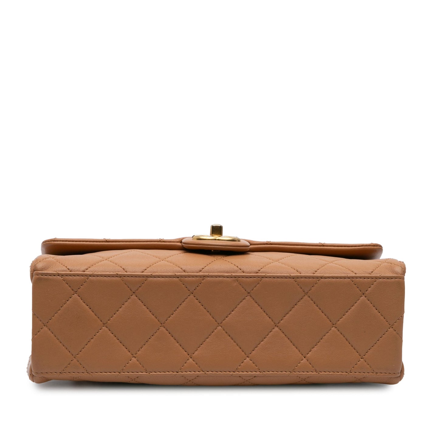 Brown Chanel Medium Quilted Lambskin Logo Letters Chanel Touch Chain Flap Shoulder Bag