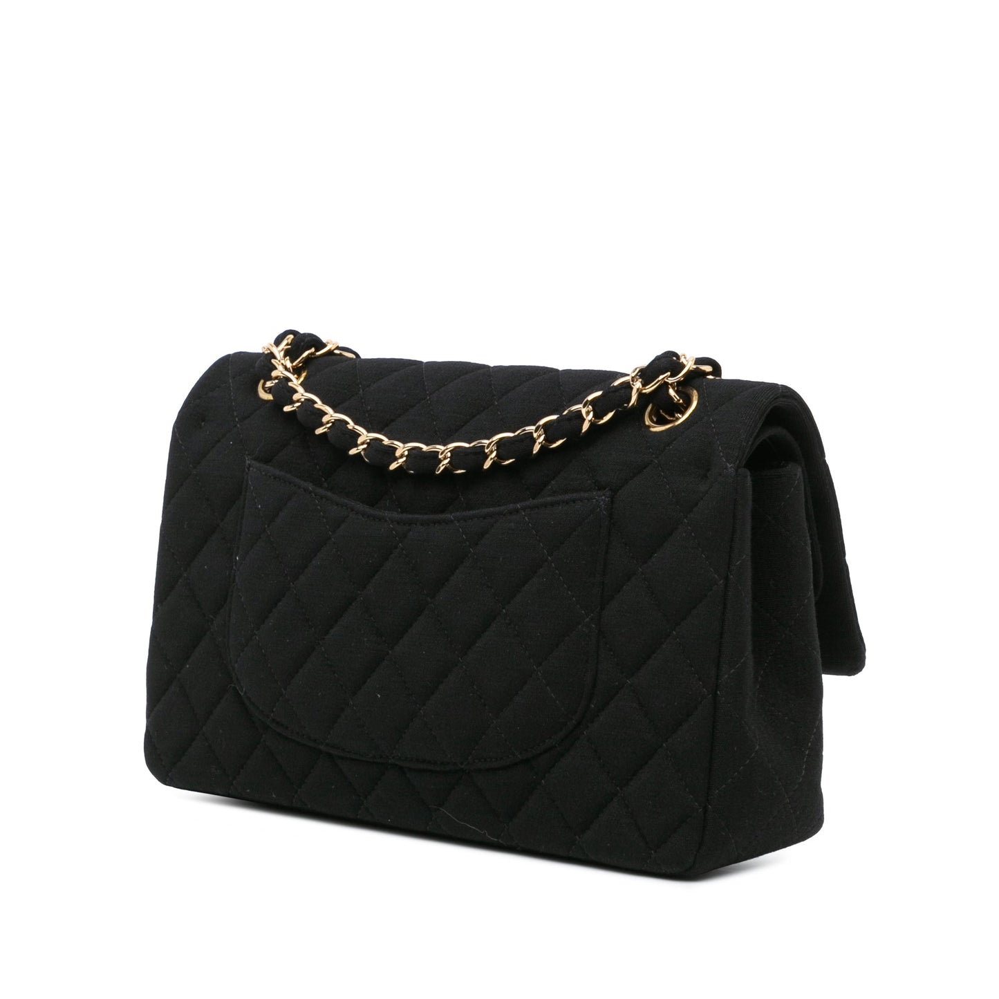 Black Chanel Medium Classic Jersey Double Flap Shoulder Bag