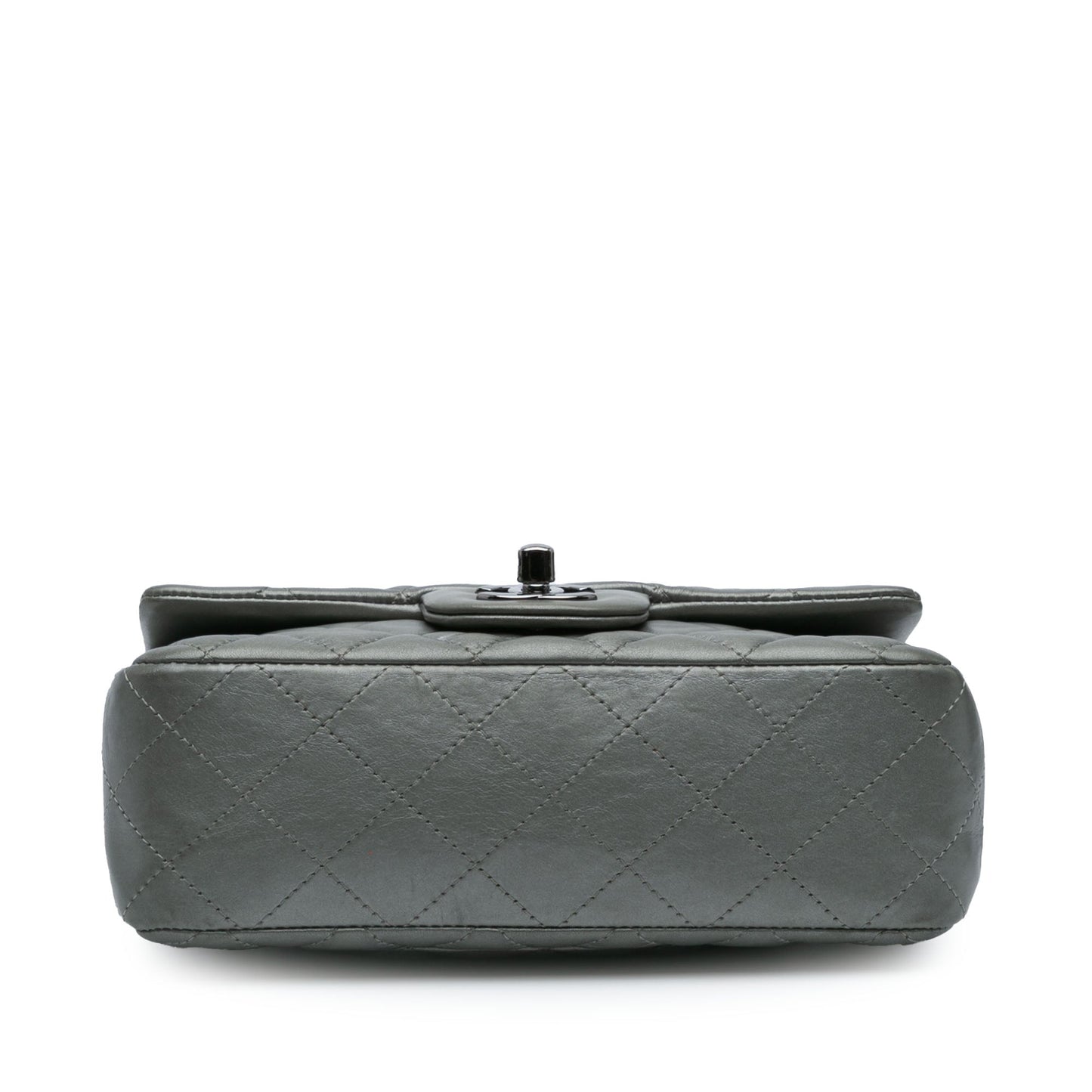 Silver Chanel Mini Rectangular Classic Lambskin Single Flap Crossbody Bag