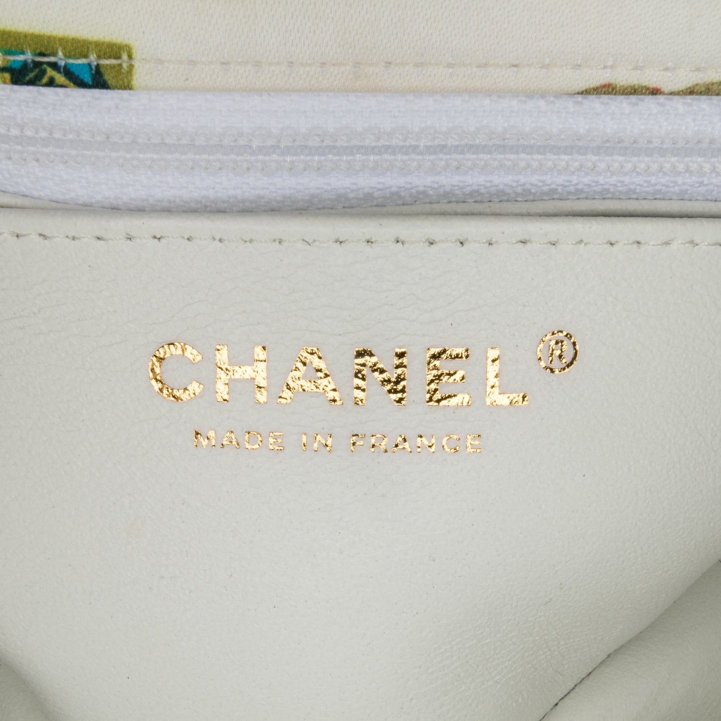 White Chanel Mini Rectangular Classic Printed Satin Cuba Single Flap Crossbody Bag