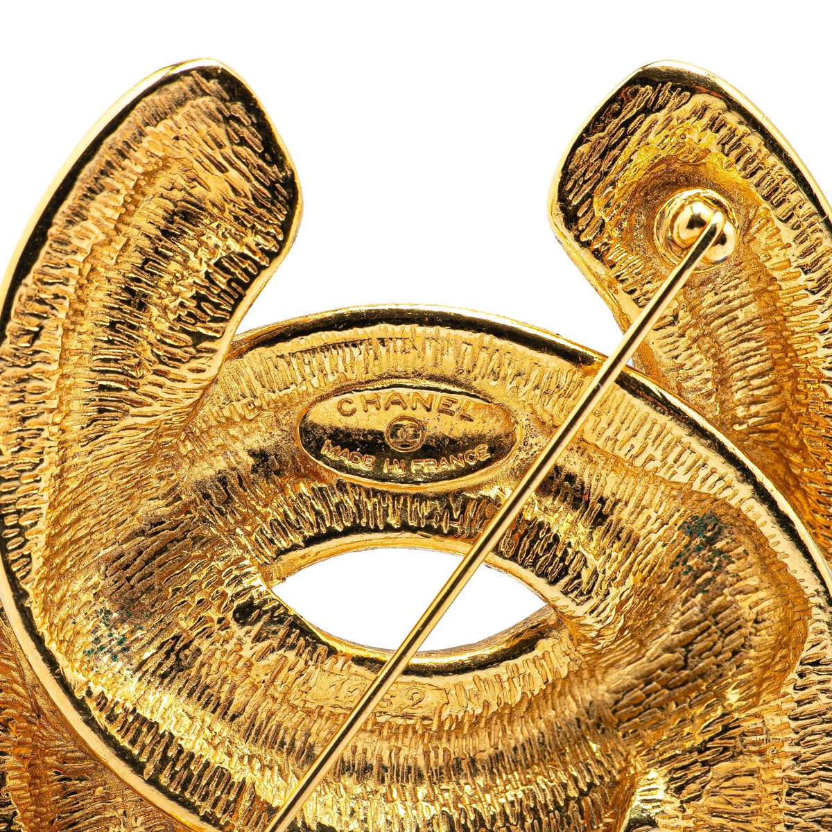 Gold Chanel Gold Plated CC Quilted Brooch
