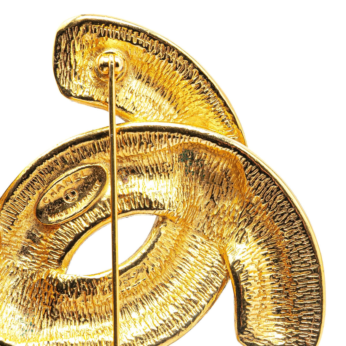 Gold Chanel Gold Plated CC Quilted Brooch