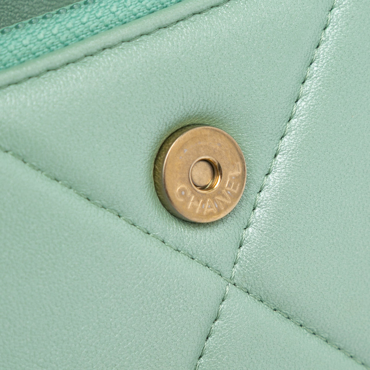 Green Chanel Lambskin 19 Clutch with Chain Satchel