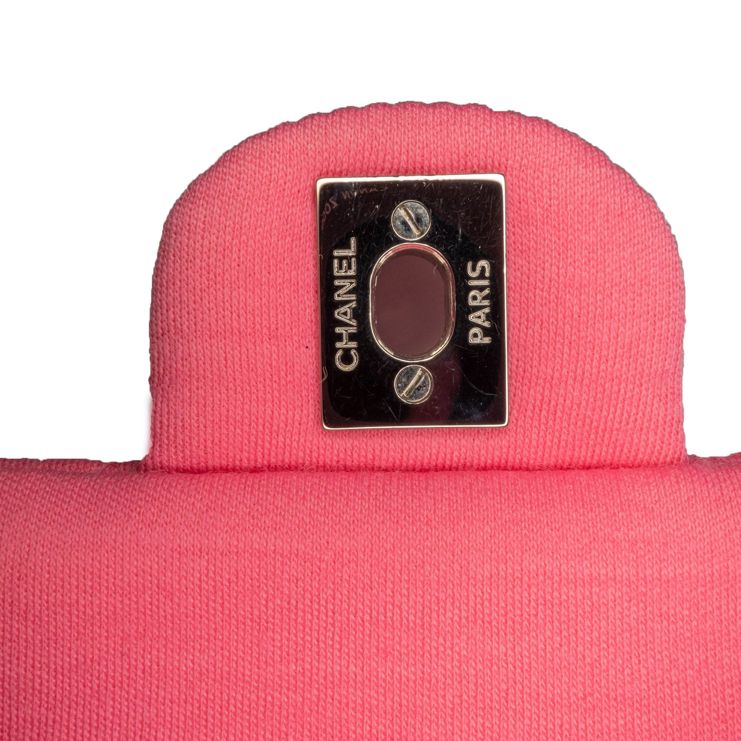 Pink Chanel Medium Classic Jersey Double Flap Shoulder Bag