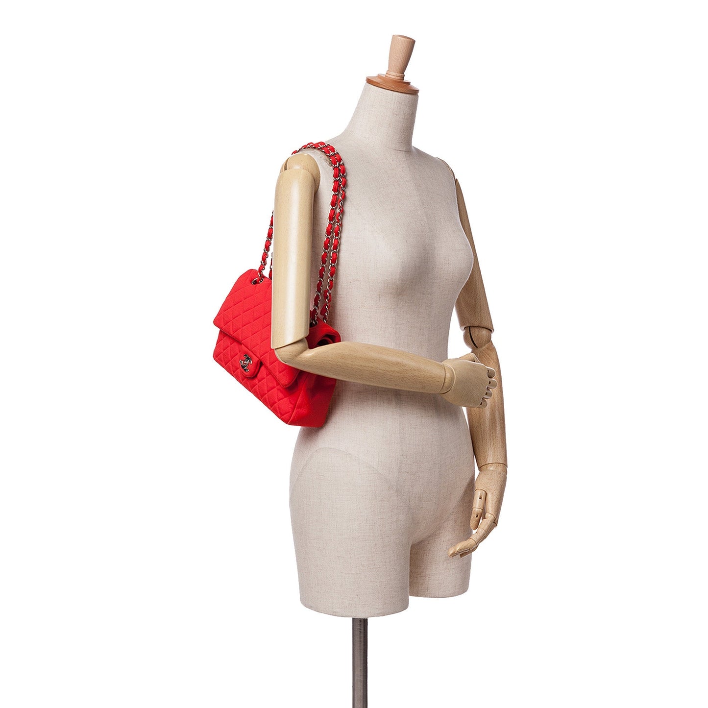 Red Chanel Medium Classic Jersey Double Flap Shoulder Bag